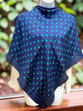 Pierre Balmain 100% Silk Scarf 26" x26" Purple blue green dots (45)